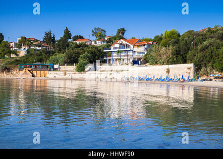 Bouka Beach in summer morning, popular touristic resort destination of Zakynthos Stock Photo