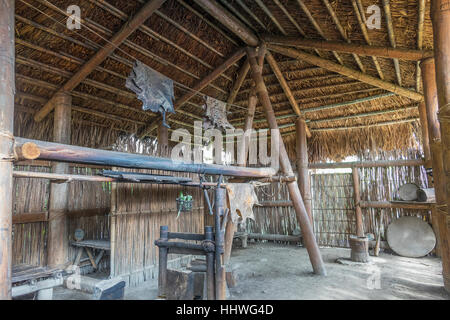 Taiwan, Alishan, Thao aboriginal village, old house interior Stock Photo