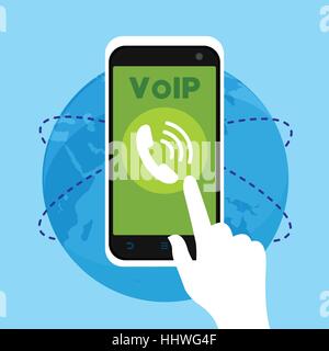 voip telephone with internet connection vector illustration concept design Stock Vector