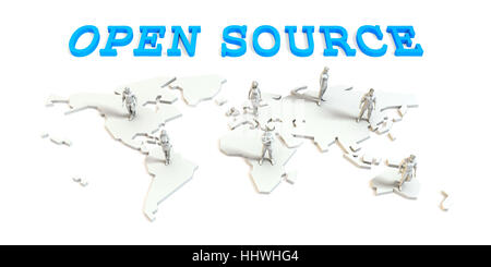 Open source Global Business Abstract with People Standing on Map Stock Photo