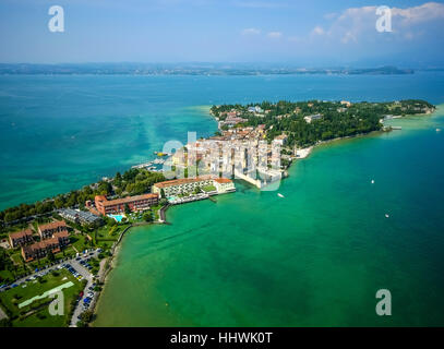 Castello Scaligero, Scaliger Castle, Sirmio peninsula on Lake Garda, Sirmione, Lombardy, Italy Stock Photo