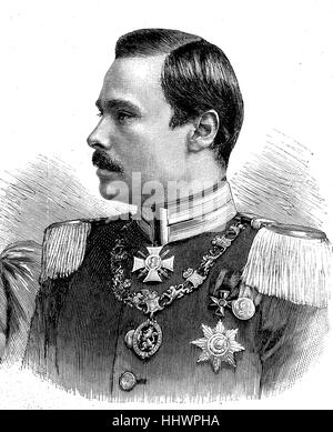Ernest Louis Charles Albert William, German: Ernst Ludwig Karl Albrecht Wilhelm; 25 November 1868 - 9 October 1937, Germany, was the last Grand Duke of Hesse and by Rhine from 1892 until 1918.His nickname was Ernie, historical image or illustration, published 1890, digital improved