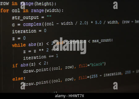Piece of programming code in IDE. Stock Photo