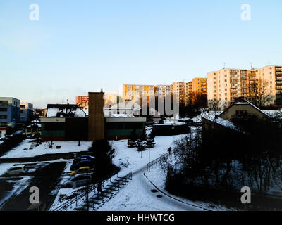 Morning view on block of flats in winter Brno Stock Photo