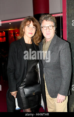 Francois Cluzet and his wife Narjiss Slaoui-Falcoz attend the premiere of the Greek film 'Eteros Ego'. Francois Cluzet participates in this film. Stock Photo