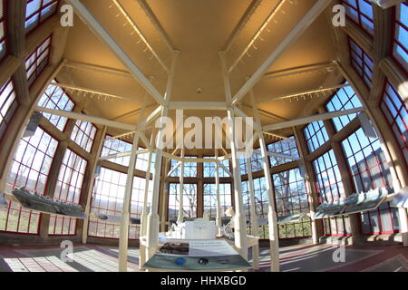 Interior of the Landscape Interpretation Centre, a former game larder, on the Chatsworth Estate, Derbyshire England UK Stock Photo