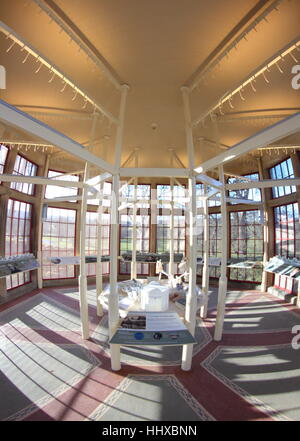 Interior of the Landscape Interpretation Centre, a former game larder, on the Chatsworth Estate, Derbyshire England UK Stock Photo