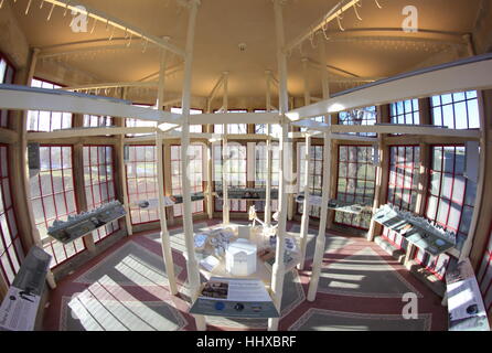 Interior of the Landscape Interpretation Centre, a former game larder, on the Chatsworth Estate, Derbyshire England UK Stock Photo