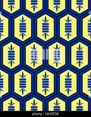 Traditional Japanese style 'Kikko' (Tortoise shell plate armour of the samurai) - Elongated hexagon tile pattern Stock Vector