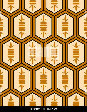 Traditional Japanese style 'Kikko' (Tortoise shell plate armour of the samurai) - Elongated hexagon tile pattern Stock Vector