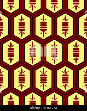 Traditional Japanese style 'Kikko' (Tortoise shell plate armour of the samurai) - Elongated hexagon tile pattern Stock Vector