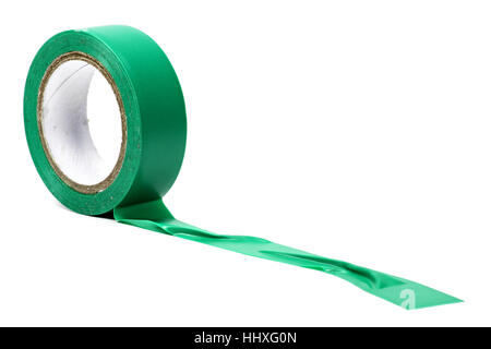 green insulating tape isolated on white background Stock Photo