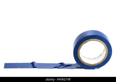 blue insulating tape isolated on white background Stock Photo