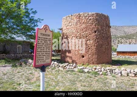 Torreon, built in 1850s to guard against native american attacks, Lincoln, NM Stock Photo