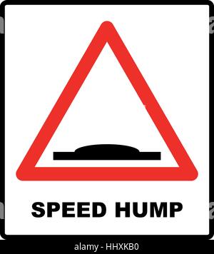 Speed bumps warning of traffic signs. Bump symbol for road in red triangle isolated on white. Vector illustration Stock Vector