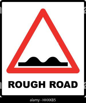 Road, sign, rough icon vector image. Can also be used for traffic signs. Vector illustration in red triangle isolated on white. Suitable for web apps, Stock Vector