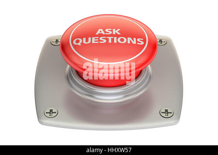 Ask Question red button, 3D rendering isolated on white background Stock Photo