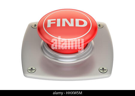 Find red button, 3D rendering isolated on white background Stock Photo