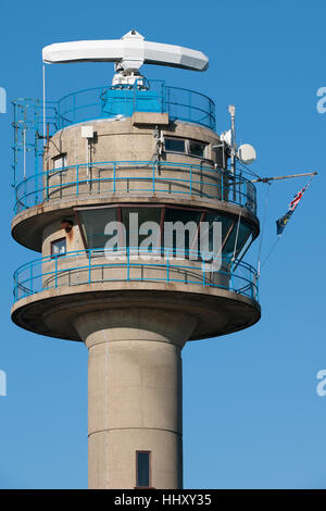 National Coastwatch Institution coastguard tower at Calshot Spit, Calshot, Hampshire, England, UK. Stock Photo