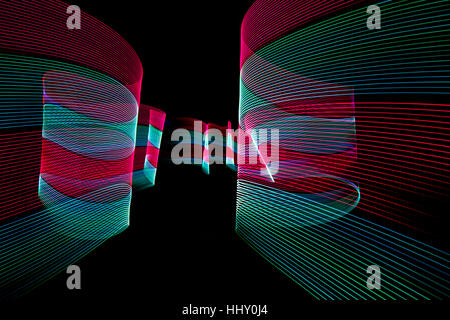 Abstract line from LED light on the black background. Stock Photo