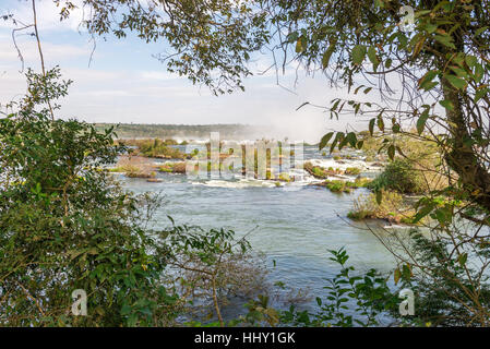 The majestic Iguazu Falls, one of the wonders of the world in Foz do Iguacu, Brazil Stock Photo