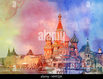 Photos bright beautiful St Basils Cathedral in the Moscow Kremlin Stock Photo
