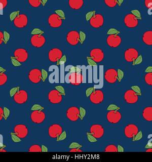 seamless pattern of fruit - apples on a dark background Stock Vector