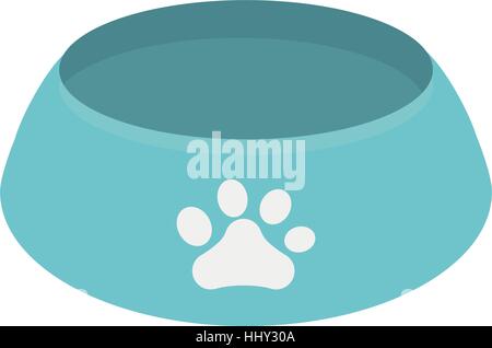 blue bowl food dog paw print Stock Vector