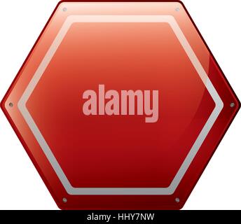 hexagon of road sign red vector illustration Stock Vector