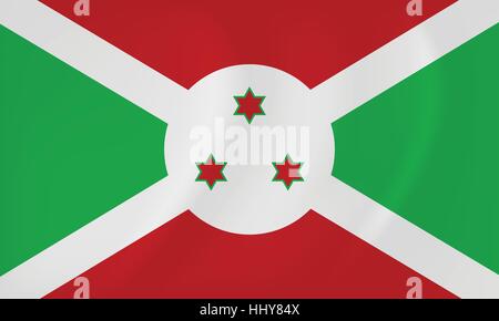 Vector image of the Burundi waving flag Stock Vector