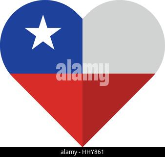 Vector image of the Chile flat heart flag Stock Vector