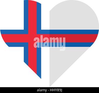 Patriot heart in national Faroe islands flag colors. Festive element ...