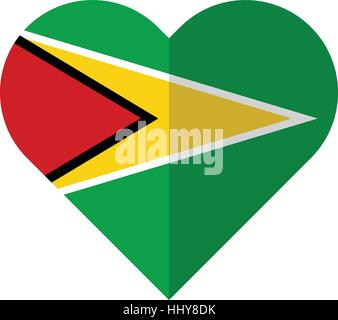 Vector image of the Guyana flat heart flag Stock Vector