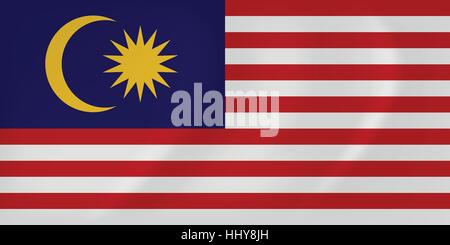 Vector image of the Malaysia waving flag Stock Vector