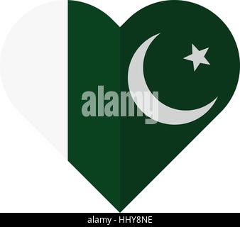 Vector image of the Pakistan flat heart flag Stock Vector