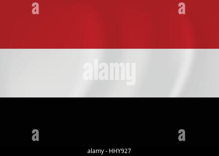 Vector image of the Yemen waving flag Stock Vector