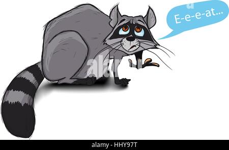 hungry raccoon Stock Vector