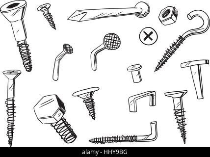 set of fasteners Stock Vector