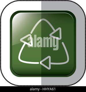 middle shadow sticker of square green with recycling symbol with arrows vector illustration Stock Vector