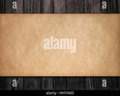 old dark wood background with paper Stock Photo