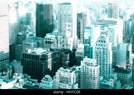 View of many buildings and skyscraper across New York City with modern tone Stock Photo