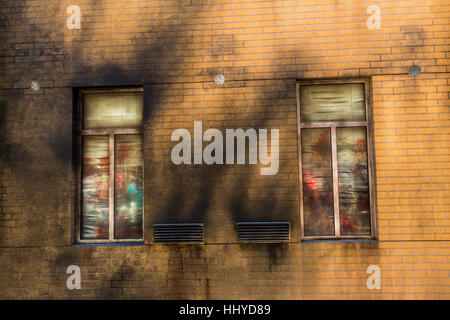 Grunge brick wall with window. Stock Photo