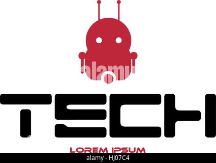 Tech Logo Design with Cyber Robot. EPS 8 supported. Stock Vector