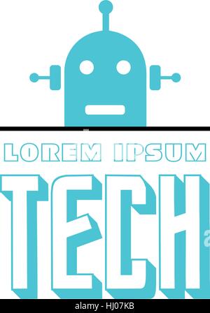 Tech Logo Design with Cyber Robot. EPS 8 supported. Stock Vector