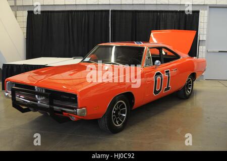 Pittsburgh, USA. 20th January, 2017. The General Lee being shown at the World of Wheels auto show, Pittsburgh by its current owner. Credit: Chris Hayworth/Alamy Live News Stock Photo