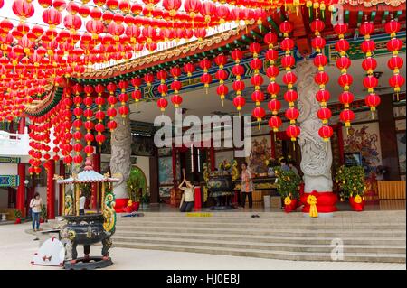 Kuala Lumpur, Malaysia. 21st Jan, 2017. General view of the Thean Hou temple ahead of the Lunar New Year of the Rooster celebrations on January 21, 2017 in Kuala Lumpur, Malaysia. According to the Chinese calendar, the Lunar New Year begins on January 28th 2017, marking the start of the New Year of the Rooster. Credit: Chris JUNG/Alamy Live News Stock Photo