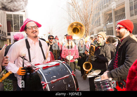 New York City, USA. 21st Jan, 2017. Revellers walking to the march in New York City. Credit: Bob London/Alamy Live News Stock Photo