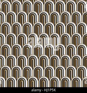 Seamless gold white and black simple art deco wave scales pattern vector Stock Vector