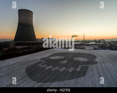 nuclear power plant sunset sunrise dawn Radiation of soil environment Stock Photo