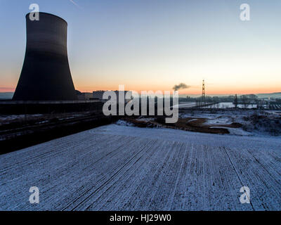 nuclear power plant sunset sunrise dawn Radiation of soil environment Stock Photo